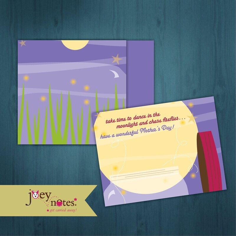 Catching fireflies  /  Lighting bug  /  Summer evening  hello  /  Mother's Day Moonlight greeting / 6 cards for $2.50 ea