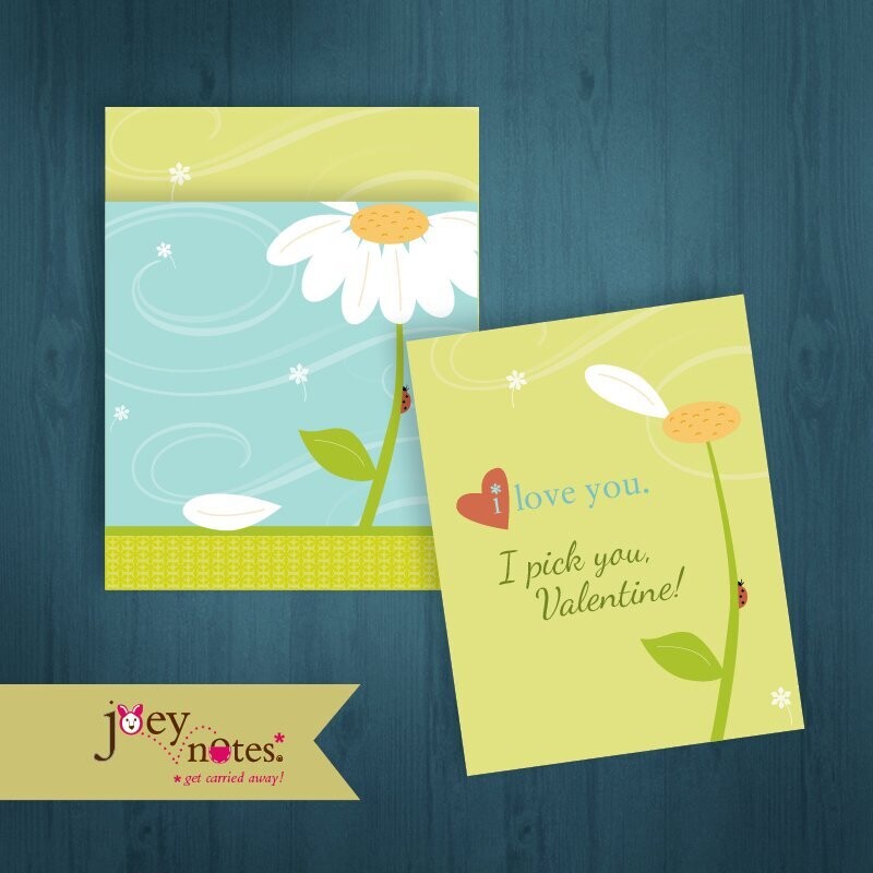 Loves Me, Loves Me Not  /  Daisy  /  I pick you!  /  Whimsical love note  /  Valentine  / 6 cards for $2.50 ea