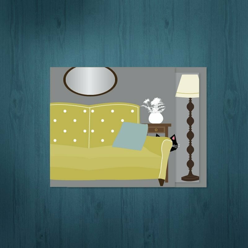 KItty Surprise  /  Black cat  /   Cat lady greeting  /  Birthday  /  6 cards - $2.50 ea