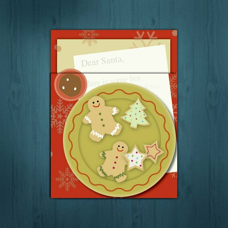 Santa's Cookies  /  Gingerbread Man and Hot Chocolate  /  Note for Santa  / 6 cards for $2.00 ea