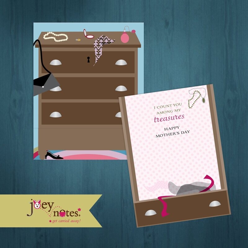 Women's Dresser  /  Mom, daughter, or girlfriends'  greeting  /   6 cards - $2.50 ea
