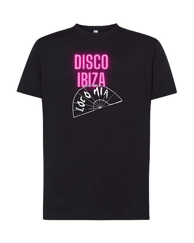 CAMISETA NEGRA DISCO IBIZA LOCOMIA LOGO ROSA