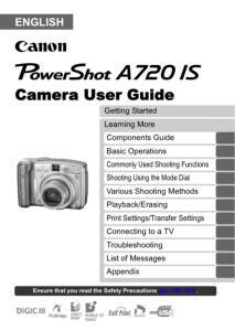 Canon PowerShot A720 IS instruction manual
