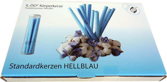 IL-DO® Körperkerze Standard Hellblau, Hals-Chakra SET
