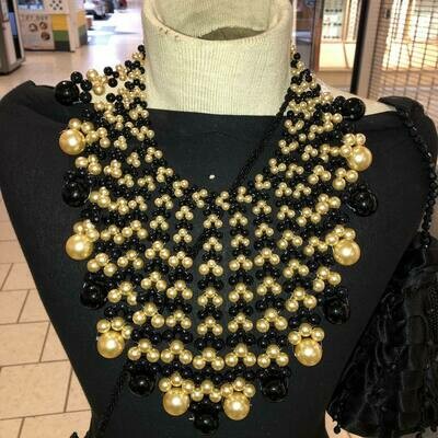 Black & Gold Bib Necklace