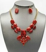 Red Necklace Set w/ Earrings