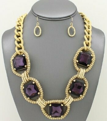 Purple & Gold Necklace Set