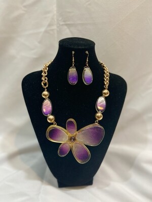 Purple Acrylic Flower Necklace