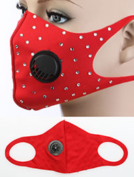 Red Rhinestone Mask w/Respirator