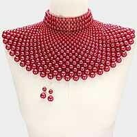 Red pearl Bib Necklace