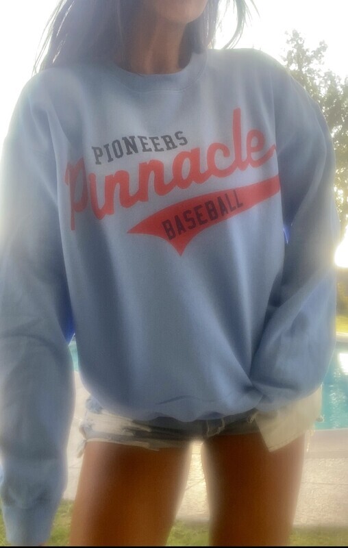 Pinnacle Baseball Swoosh Baby Blue (or white) Crewneck Unisex Sweatshirt