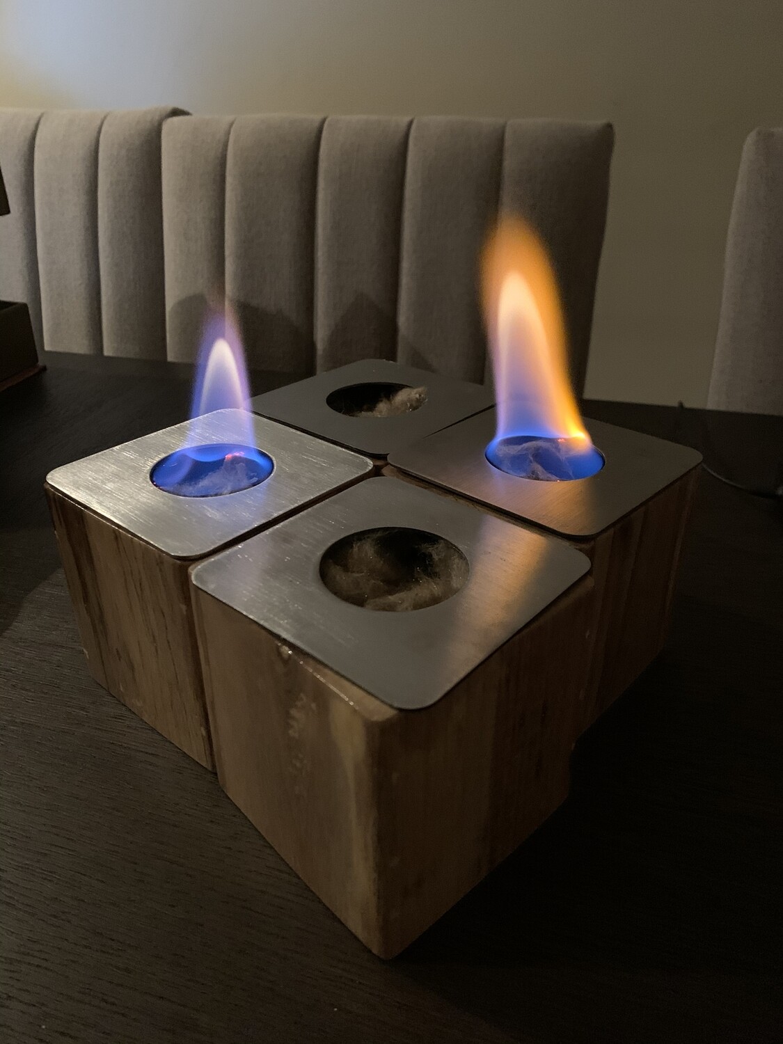 Chimenea Individual 10cm Base de Madera Natural