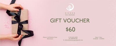 Reborn Thai Massage Gift Voucher $60
