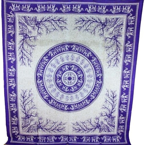 Purple Tigers &amp; Elephants Majestic Beasts Tapestry