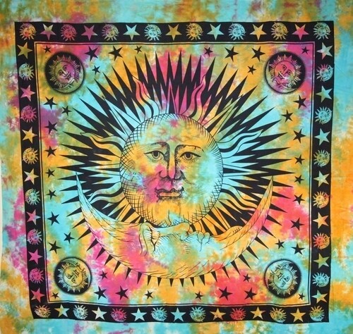 Divine Sun &amp; Crescent Moon Tapestry
