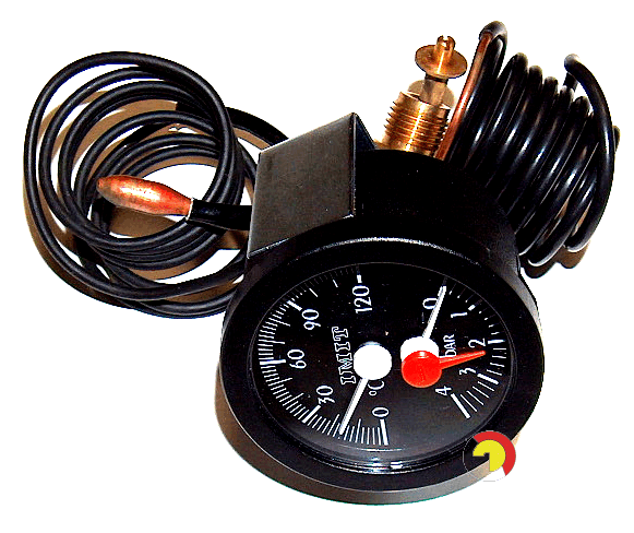 TERMOHIDROMETRO NEGRO D52 0-120ºC 0-6BAR 2000MM. /