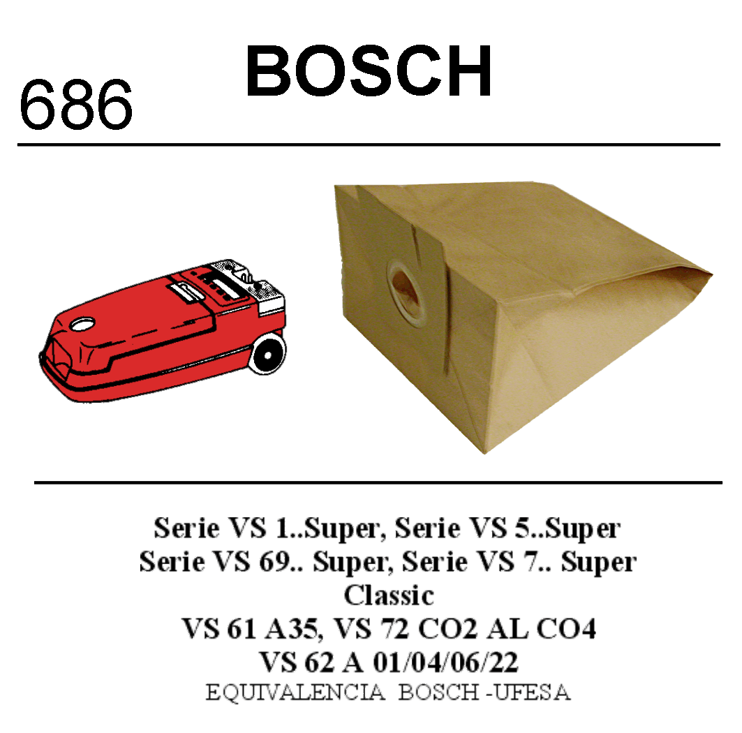 BOLSA SINTETICA PARA ASPIRADOR BOSCH, SIEMENS VS52