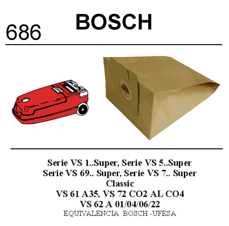 BOLSA SINTETICA PARA ASPIRADOR BOSCH, SIEMENS VS52