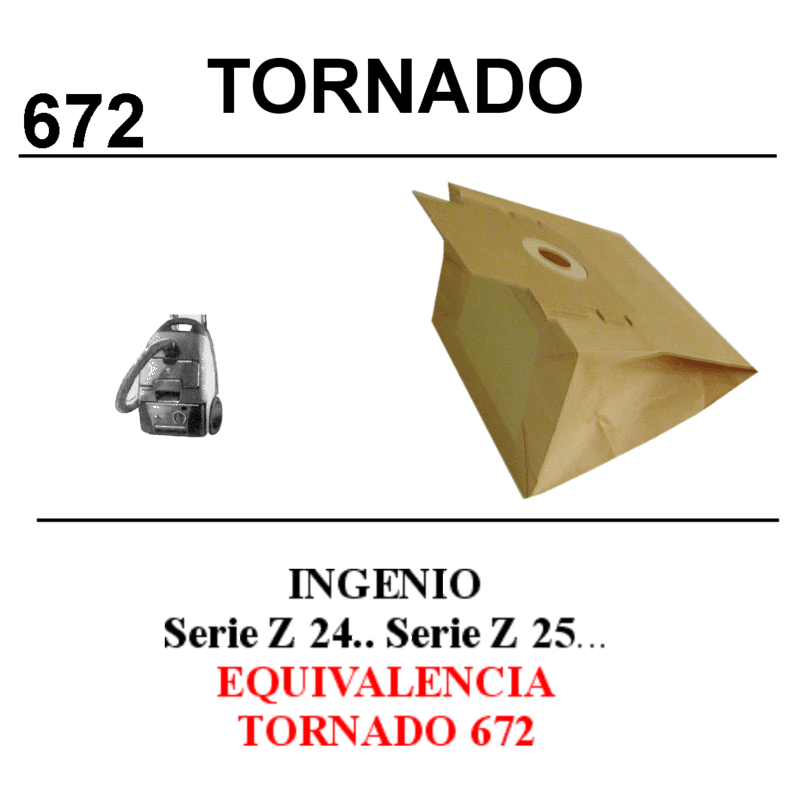 BOLSA ASPIRADOR TORNADO 2640/ELELCT.INGENIO