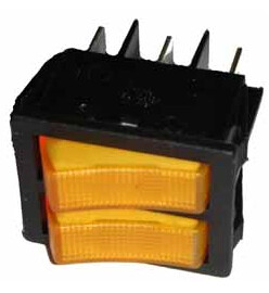 INTERRUPTOR DOBLE LUMINOSO AMARILLO 16A 6 F 6.3MM