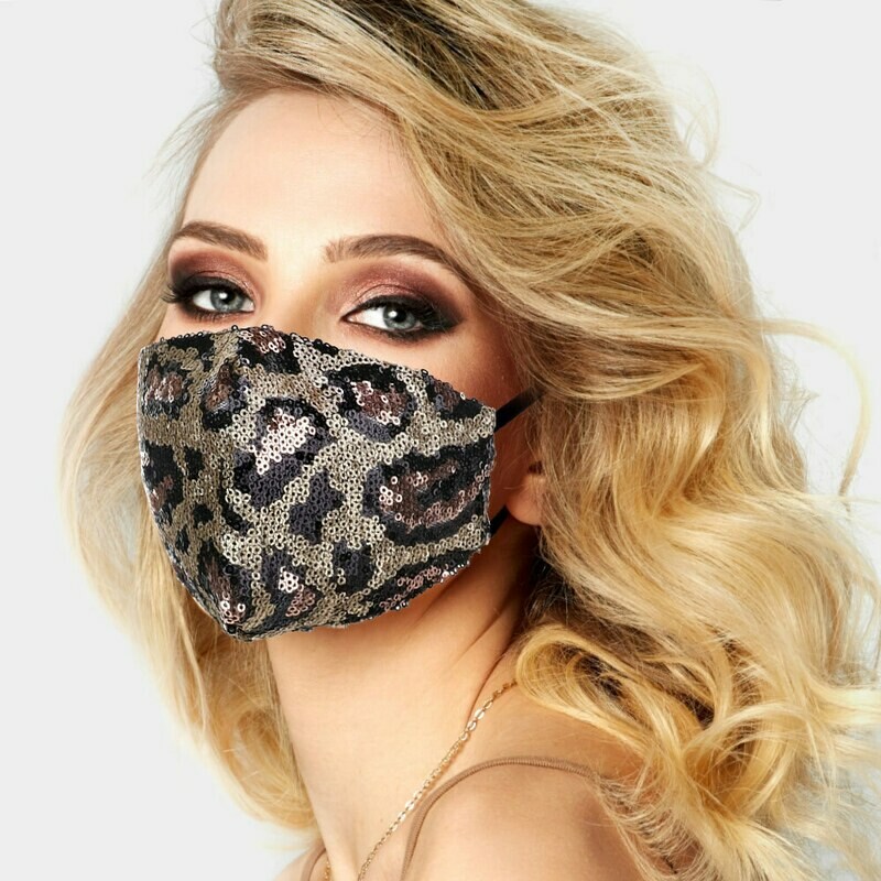 Leopard Pattern Sequin Fashion Mask