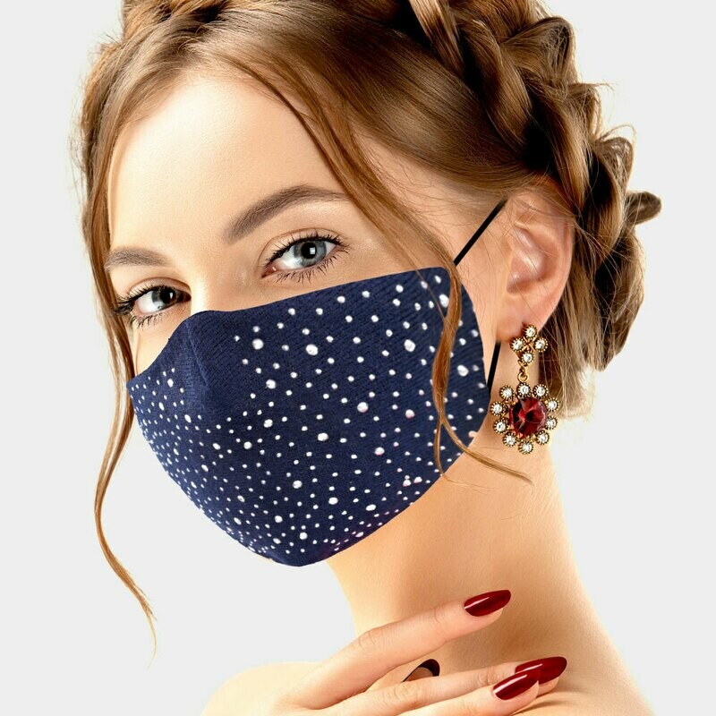 Rhinestone Studded Cotton Fashion Mask
