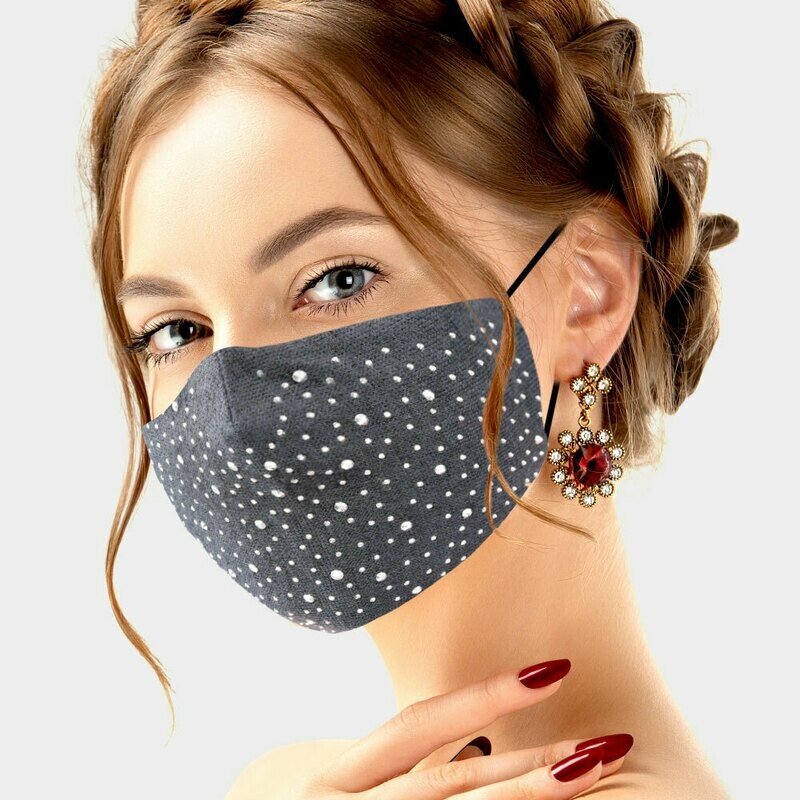 Rhinestone Studded Cotton Fashion Mask