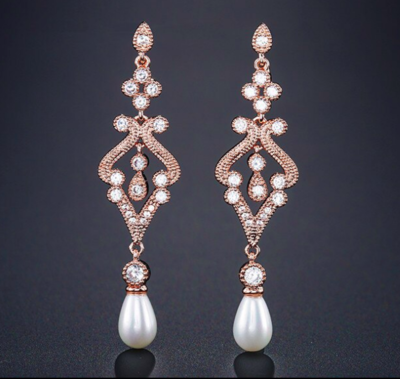 Gorgeous Vintage Pave Scroll Formal Earrings