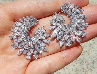 Spectacular Large Cluster Swirl AAA CZ Studs