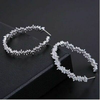 Luxury Baguette AAA CZ Large Hoop Earrings