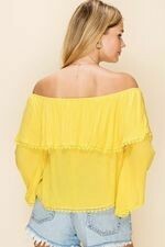 Yellow Cotton Off The Shoulder Top