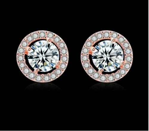 Round Floating Halo AAA Cubic Zirconia Studs