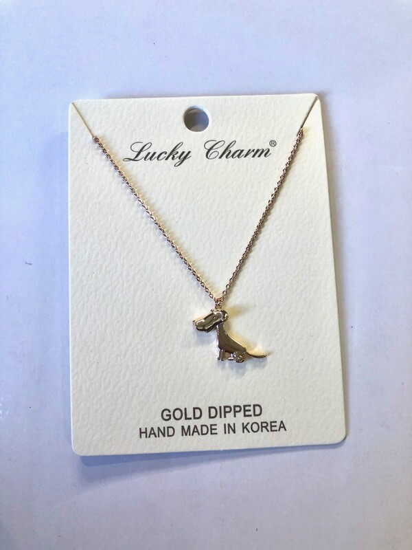 Gold Dipped Dog Pendant Necklace