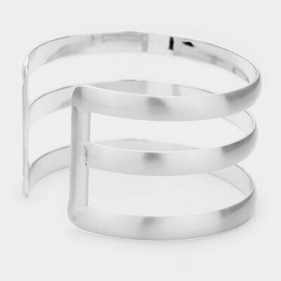 Rhodium Cage Cuff Metal Bracelet