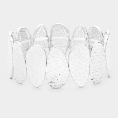 Textured Irregular Round Metal Stretch Bracelet