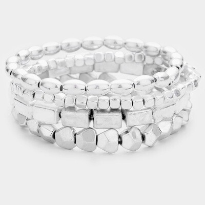 Metal Beaded Stretch Layered Bracelets