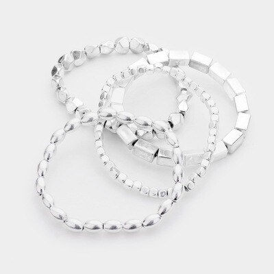 Metal Beaded Stretch Layered Bracelets