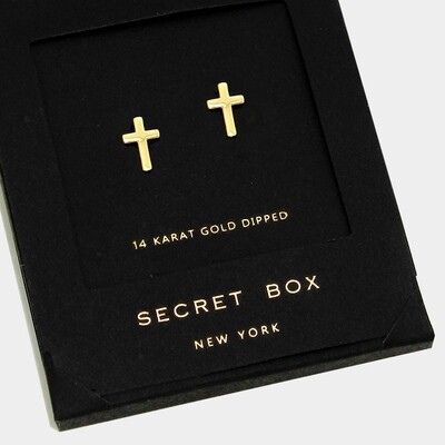14 K Gold Dipped Cross Stud Earrings 