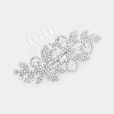 Clear Rhinestones Leaf Vine Hair Comb