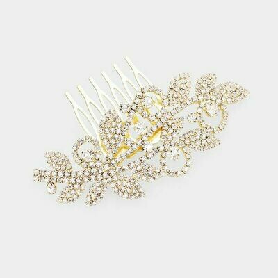 Clear Rhinestones Leaf Vine Hair Comb
