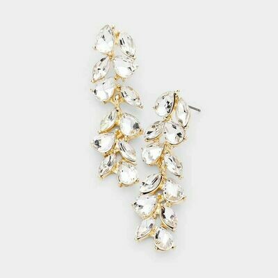 Pear Marquise Crystal Vine Evening Drop Earrings