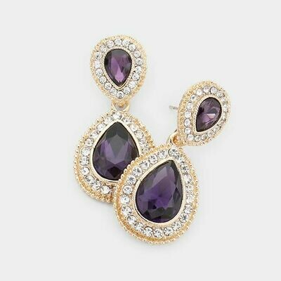 Teardrop Crystal Rhinestone Pave Evening Earrings