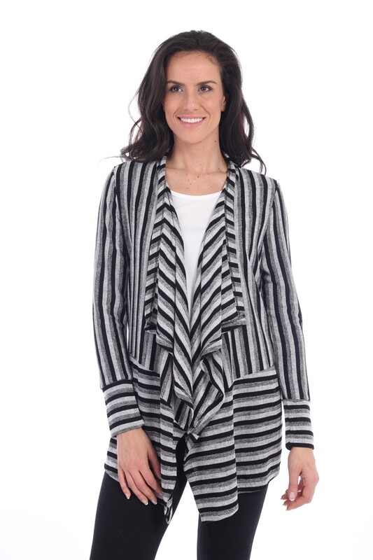 Fabulous Grey &amp; Black Striped Cardigan