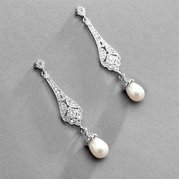 Art Deco Pave CZ with Freshwater Pearl