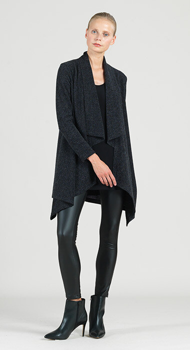 Waffle Knit Herringbone Stitch Sweater Drape Cardi