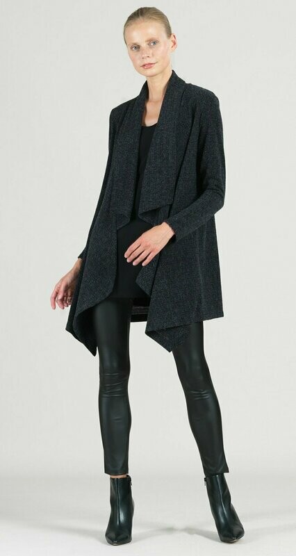 Waffle Knit Herringbone Stitch Sweater Drape Cardi
