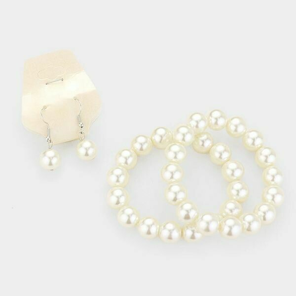 Faux Pearl Bracelet and Earring Set