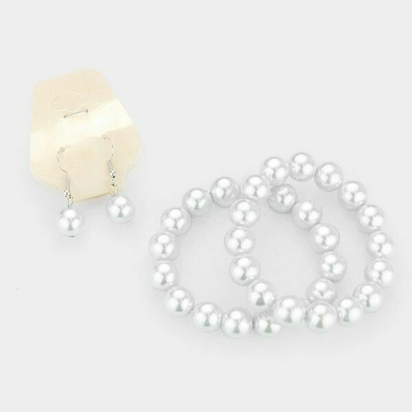 Faux Pearl Bracelet and Earring Set