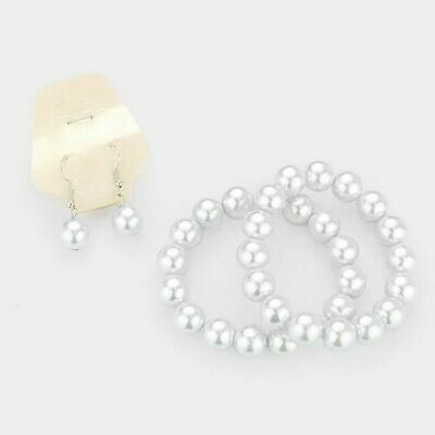Faux Pearl Bracelet and Earring Set
