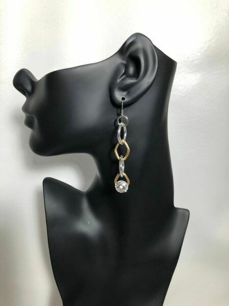 Jeff Lieb Handmade Gold and Silver Chain Drop Earrings